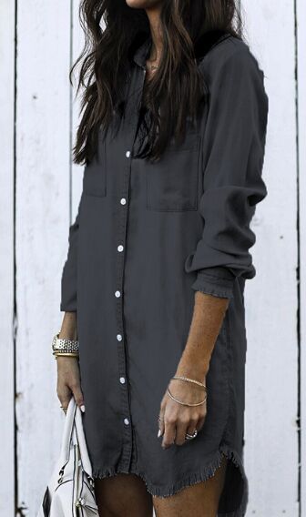 Black Vintage Pocketed Denim Dress