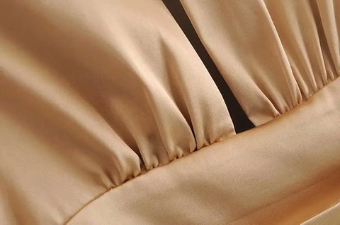 Long Sleeve Turtleneck Satin Top