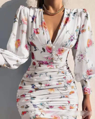 White Perla Puff Sleeve Bodycon Mini Dress