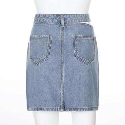 denim mini skirt back view
