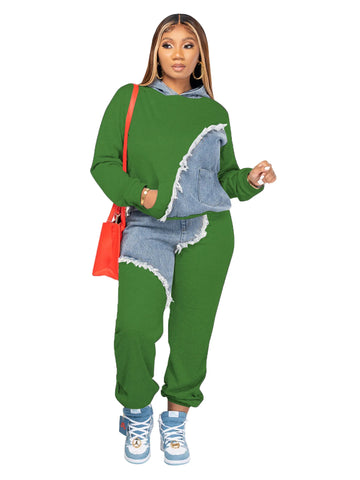 Casual Hoodies Long Sleeve Top and Pant Set