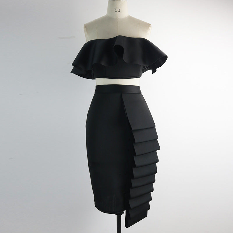 Crop Top Wrap High Waist Skirt  | Cultureheaven.com