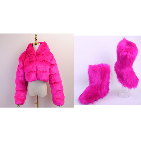 Fur/Bubble Jacket and Boots Set