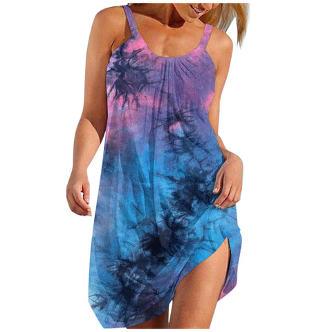 Featherlight Chic Beach Dress Tie dye Blue 