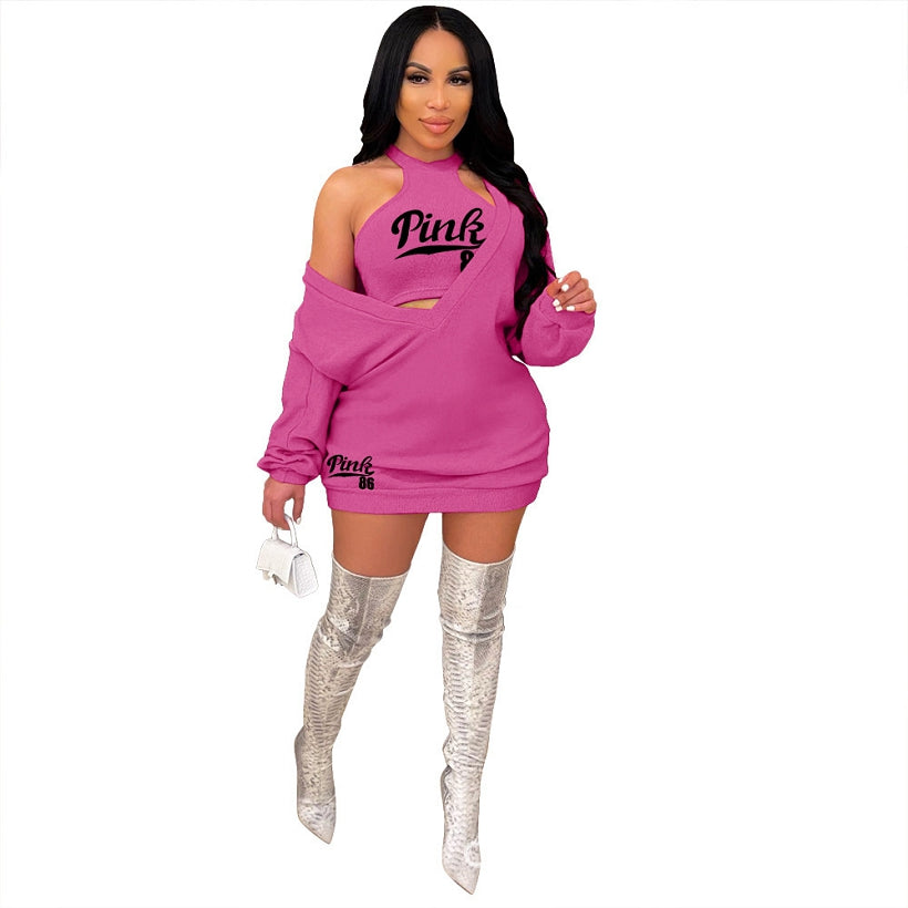 "Pink" Sweater Dress Fuchsia