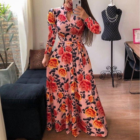 Kitenge Printed Maxi Dress Pink