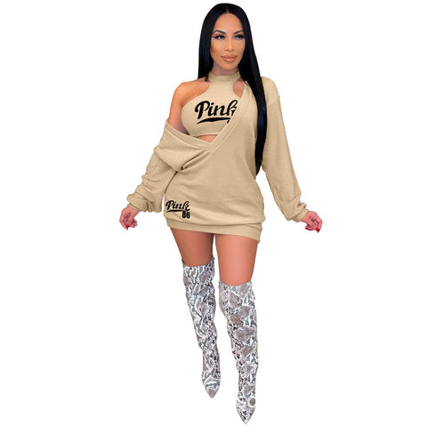 "Pink" Sweater Dress Khaki
