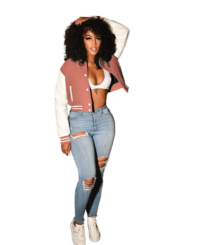 Women Crop Letterman Jackets