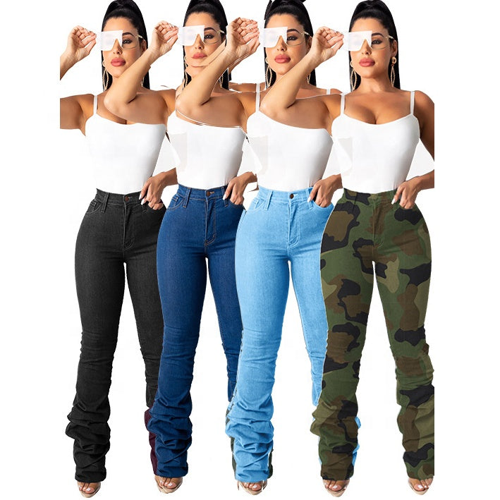 Streetwear Ladies Mid-Rise Tight Jeans