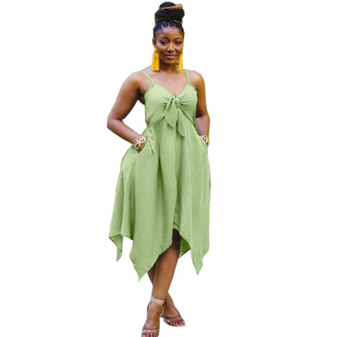 Mint Asymmetric Hemline Plus Size Dresses