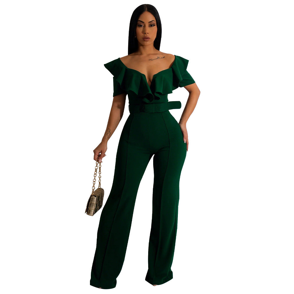 Casual Slim Fit Ruffle Jumpsuit 