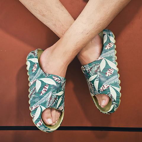 Dark Green Customize Logo Foam Runner Slippers