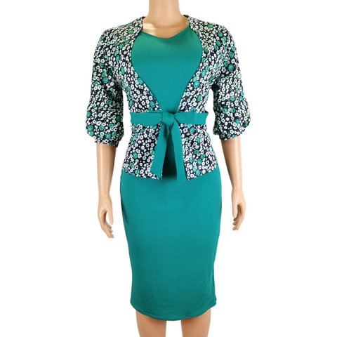 Floral Collection Office Dress Mint