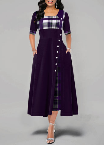 Long Casual Elegance Dress Purple