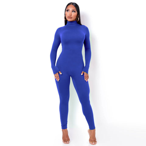 Blue Turtle Neck Jumpsuit 