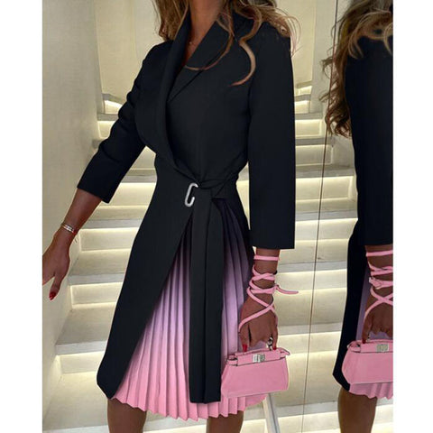  Abstract Leader Black and Pink Casual Dress