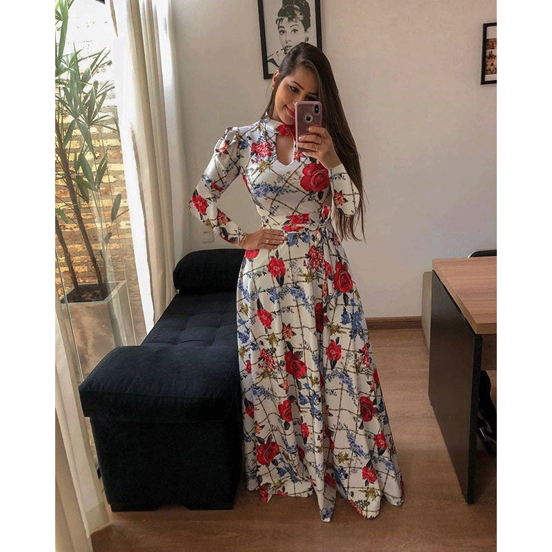 Kitenge Printed Maxi Dress White