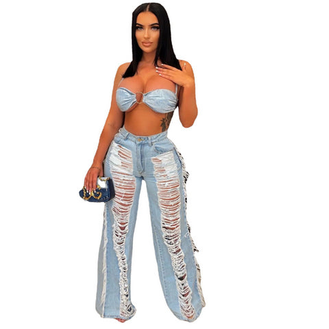  Shred It Denim  Crop Set