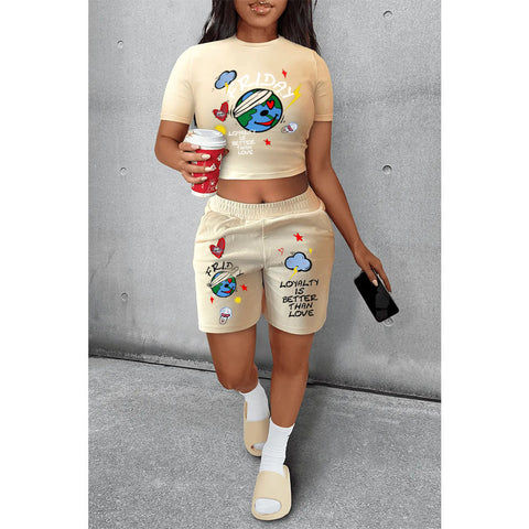 Off-white Crop top and Summer short Casual Sets