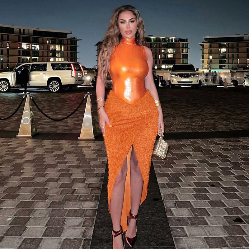Orange party dress for women