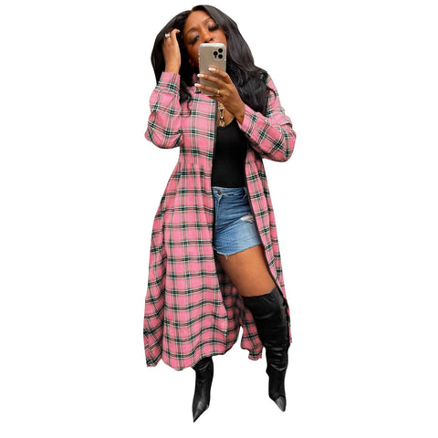 Women Fall Pink Long Shirt