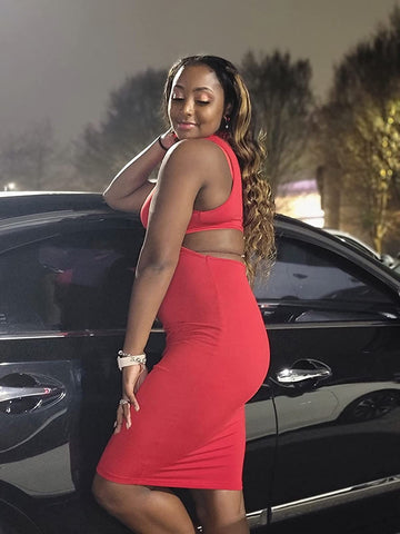 Red Chic Cutouts Hollow Out Party Dresses