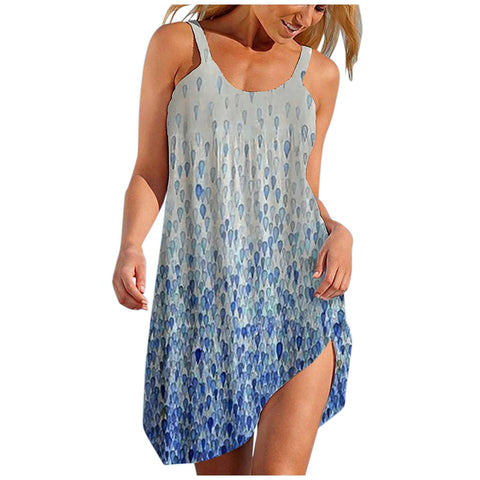 Feather Beach Sleeveless Dress Light Blue