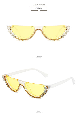 Yellow Luxury Small Half Frame Sunglasses
