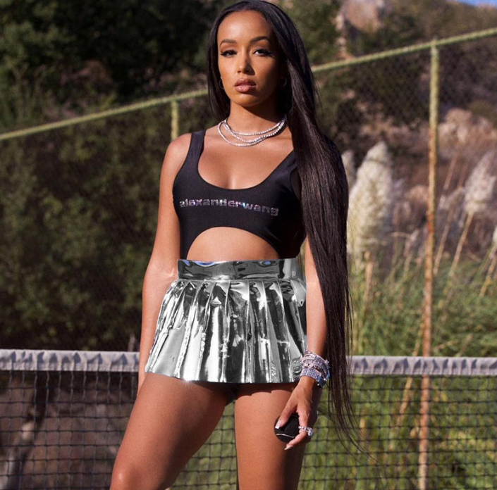 silver high waist mini skirt for women