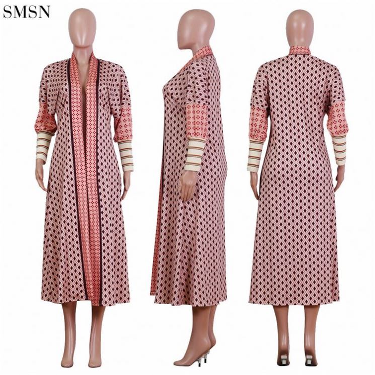 Long Threaded Sleeves Print Coat | Cultureheaven.com