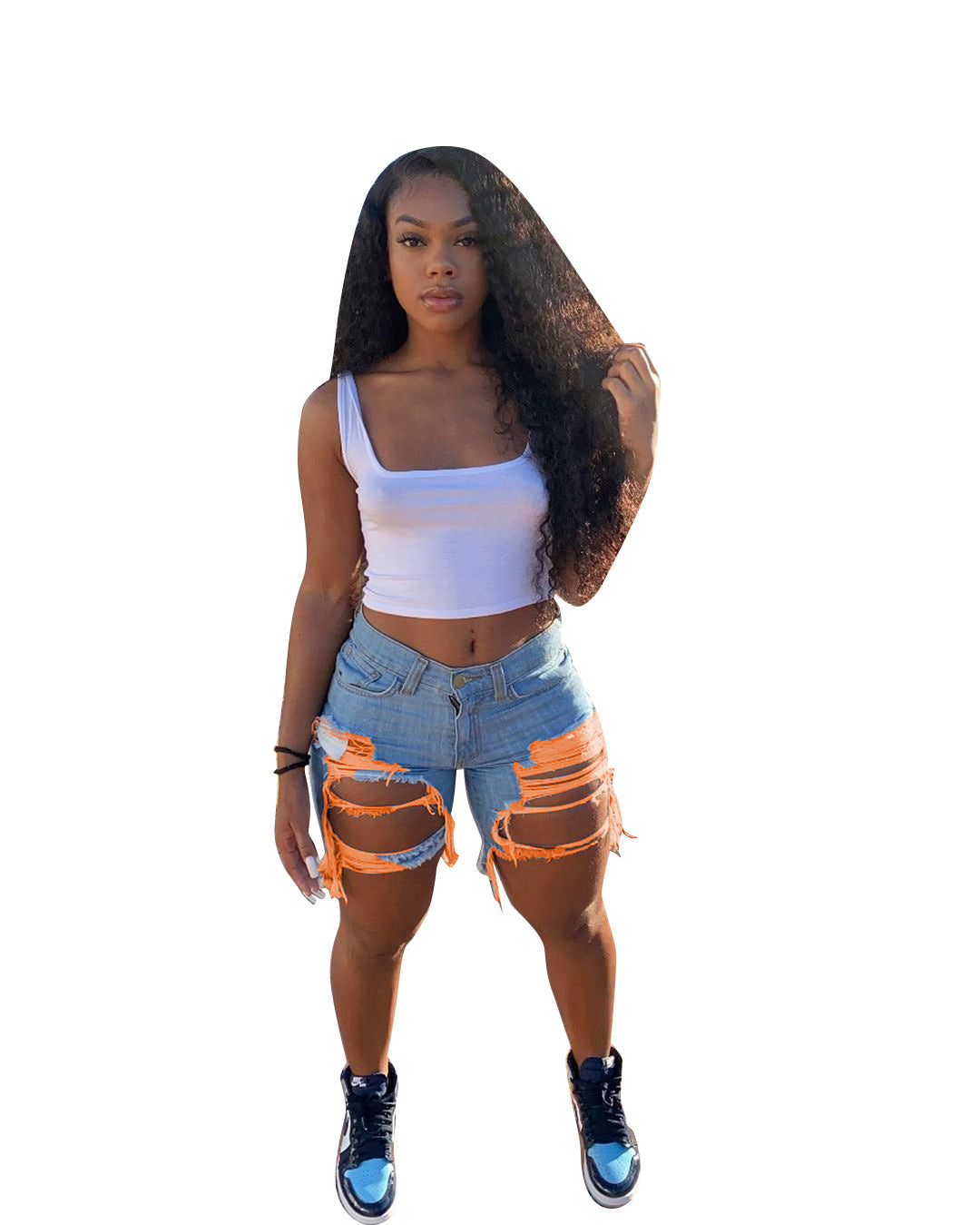 High Waist Ripped Cut Up Jean | Cultureheaven.com