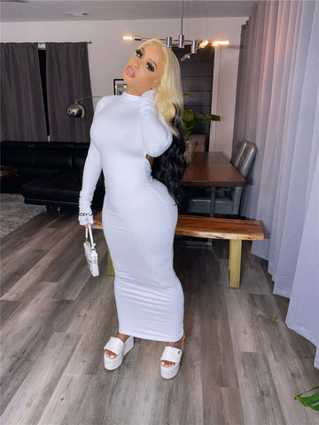 Backless Baddies Casual Dress White