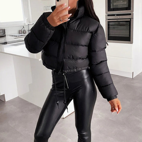 Warm Puffer Crop Top Jacket black