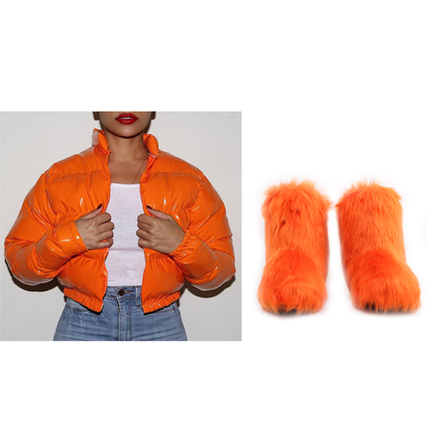 Fur/Bubble Jacket and Boots Set