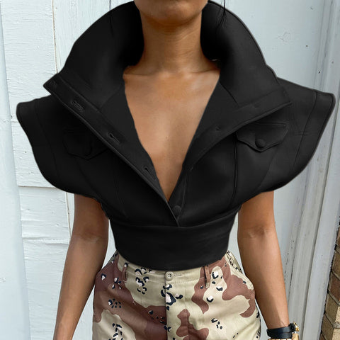 You Better Work It Black Crop Vest
