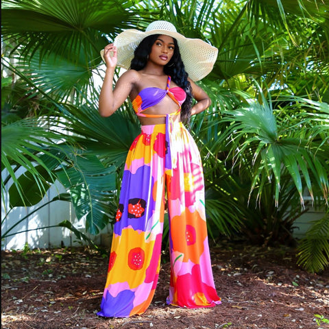 Floral Bohemian high waist wide leg Jumpsuit