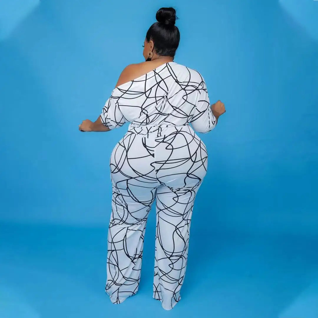 White Plus Size Wide Legged Women Jumpsuits