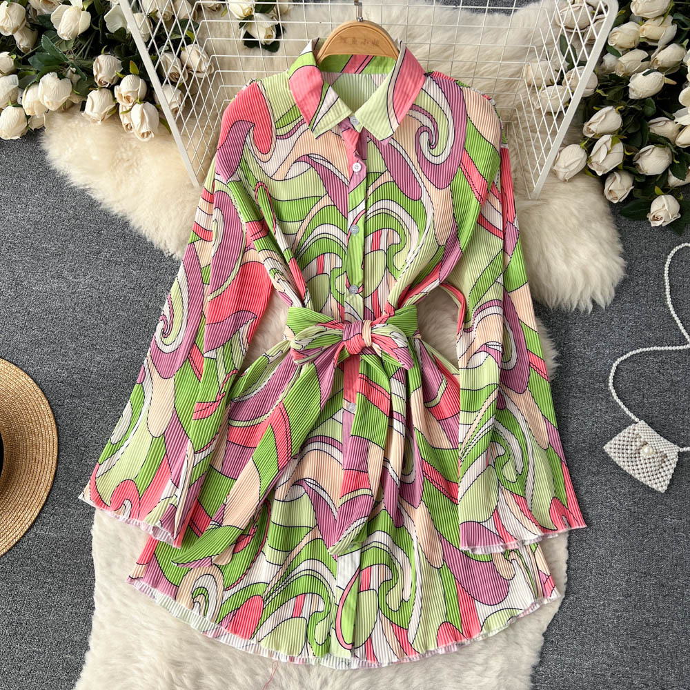 Flirt In Vintage 70s Style Dress Green Floral
