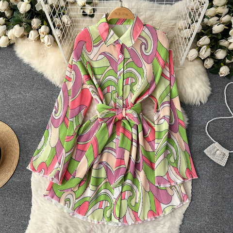 Flirt In Vintage 70s Style Dress Green Floral