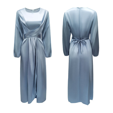  Daphne Maxi Silky Dress Gray