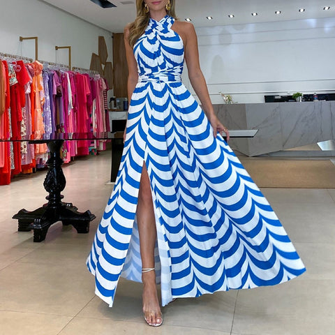 Stripe Blue Paradise Perfection Maxi Dress