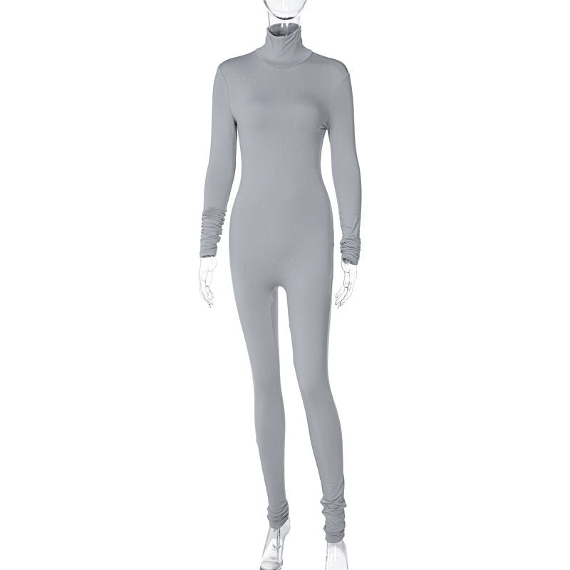 grey Turtle Neck Jumpsuit 