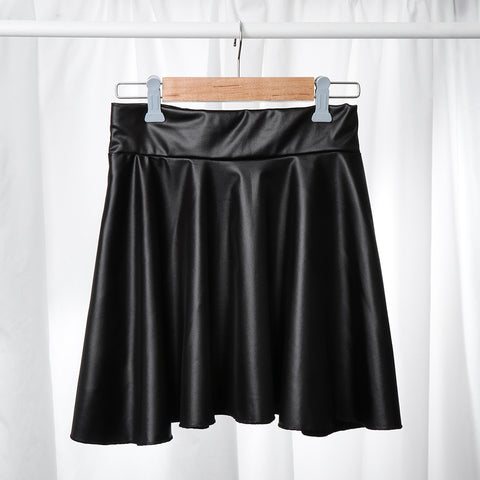 PU leather mini skirt close up