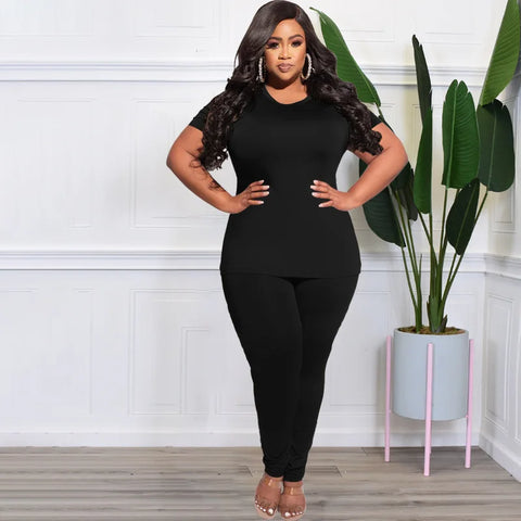 plus size two-piece pant and shirt set 