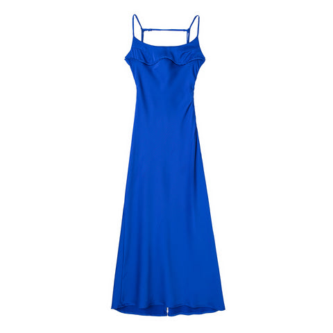 Blue Angelic Satin Cami Dress