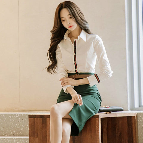 Summer Office Long Sleeves 2 Piece Set