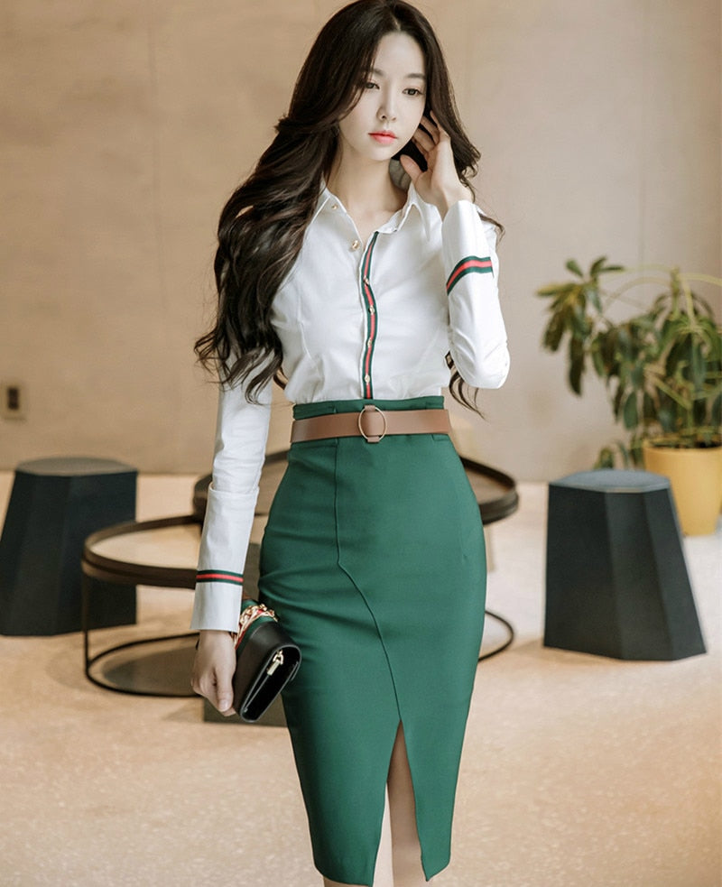 Summer Office Long Sleeves 2 Piece Set