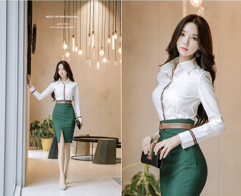 Summer Office Long Sleeves 2 Piece Set