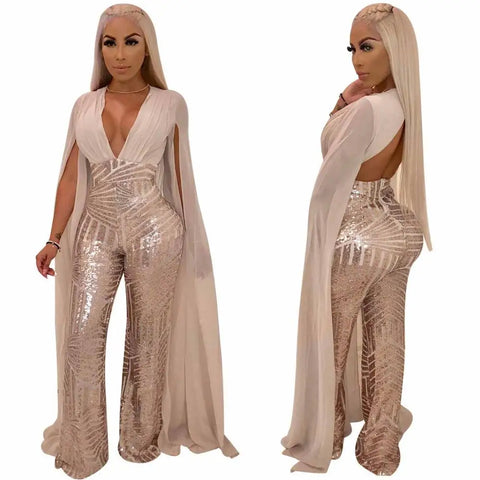 Khaki Split Sleeve Hollow Back Plus Size Jumpsuit