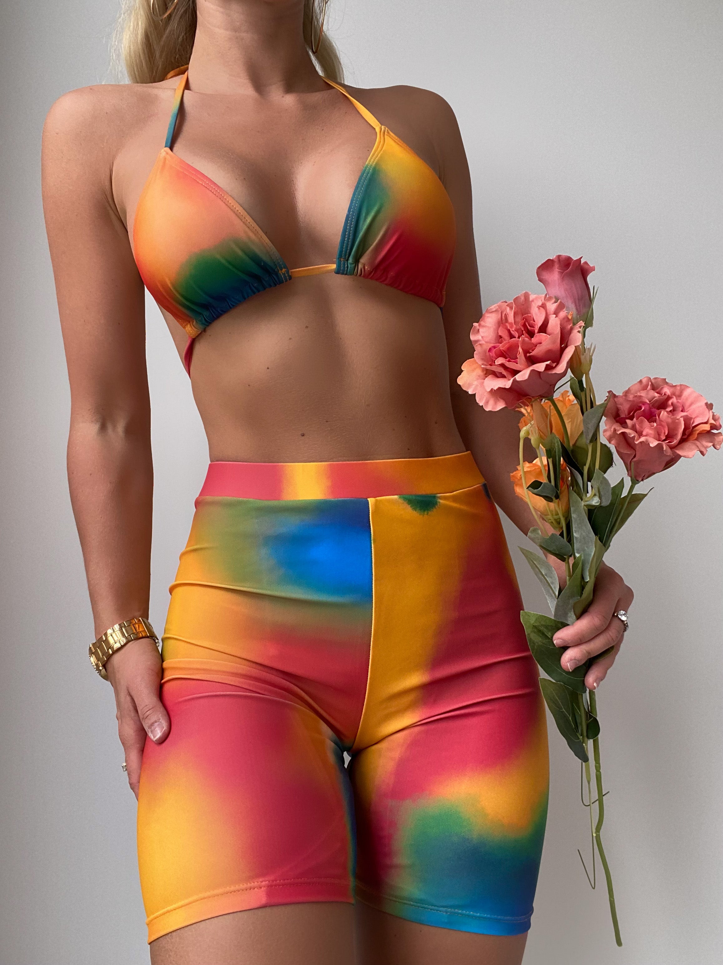 colorful Chic Ruched Swimsuit